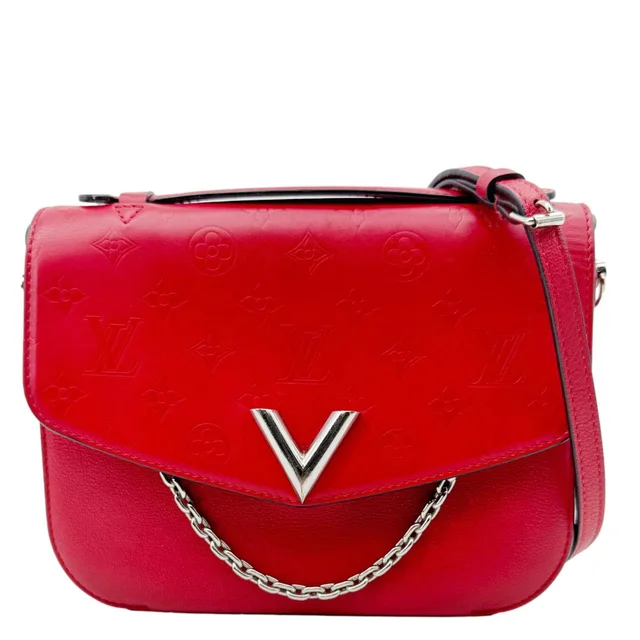 Louis Vuitton Very Monogram Leather Messenger Bag Red in Red Leather from Dallas Designer Handbags