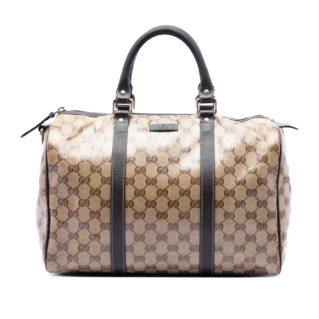 Beige Gucci Medium GG Crystal Joy Boston Bag in Beige Coated canvas from Designer Revival