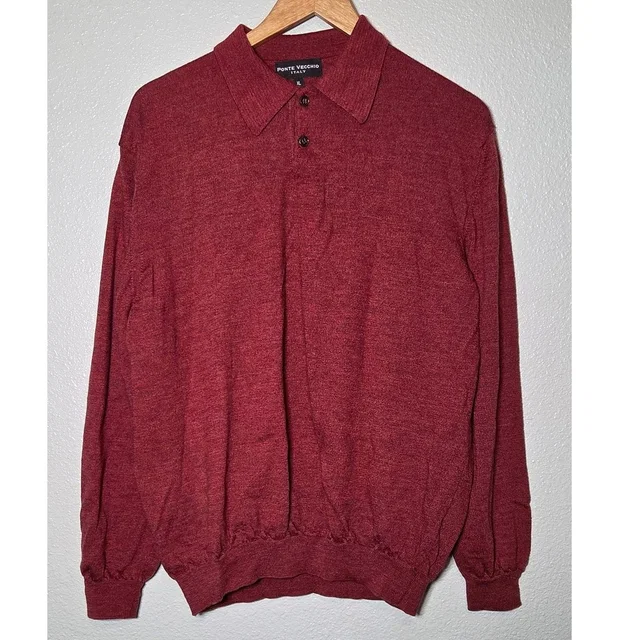Ponte Vecchio 100% Merino Wool Cardigan Sweater Men's Xl Button Made In Italy in red Wool from Poshmark