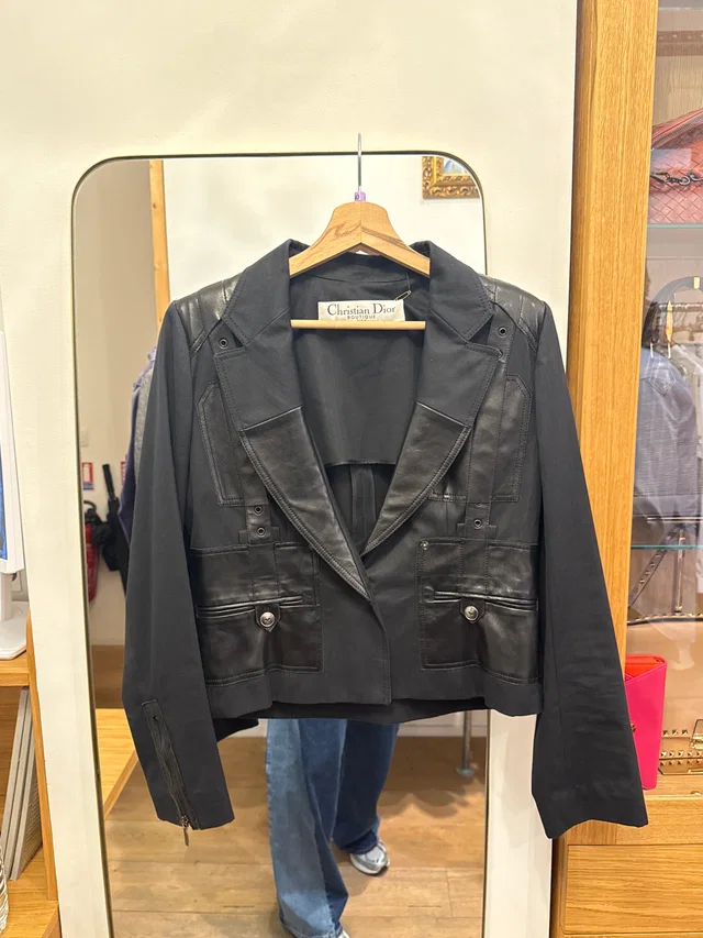 Dior Cotton and leather short jacket in Leather from Luxury Promise