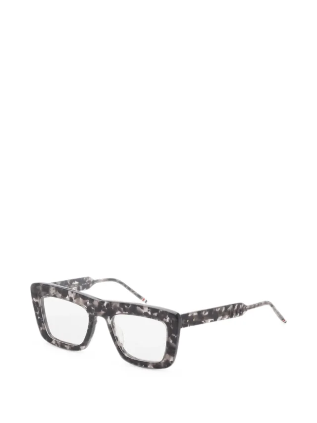 Thom Browne Eyewear tortoiseshell-effect square-frame glasses, photo 2 of 2 from FARFETCH