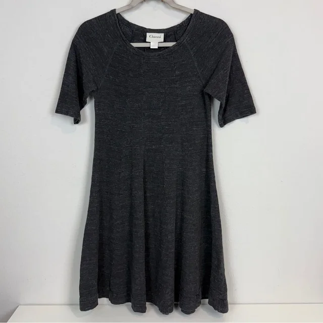 GANNI 3192 Winter Jersey 100% Cotton Knit Swing Dress Charcoal Gray L in neutral|gray|brown from Poshmark