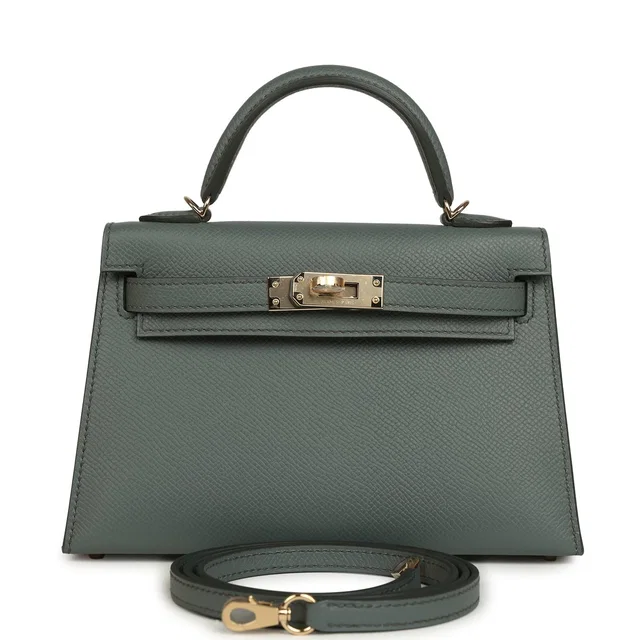 Hermès Kelly Sellier 20 Vert Amande Epsom Permabrass Hardware in Green Epsom leather from Madison Avenue Couture