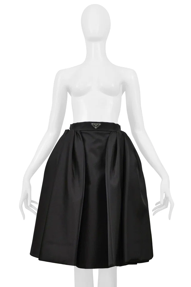 Prada By Raf Simons Re-nylon Black Skirt With Logo 2021 in Black Nylon from Resurrection Vintage