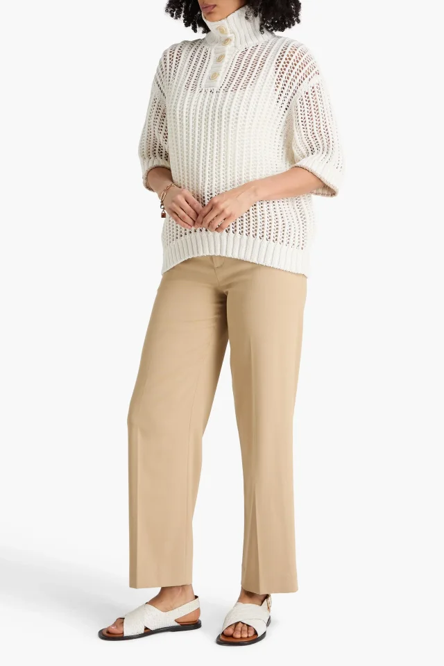Brunello Cucinelli Ribbed Cotton Turtleneck Sweater in White, photo 2 of 4 from THE OUTNET