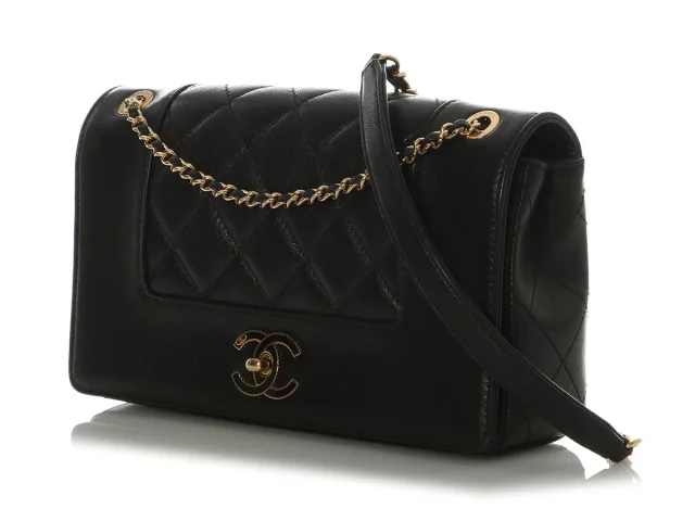Chanel Medium Black Part-Quilted Calfskin Mademoiselle Flap in Black Calfskin from Ann's Fabulous Finds, photo 3 of 9