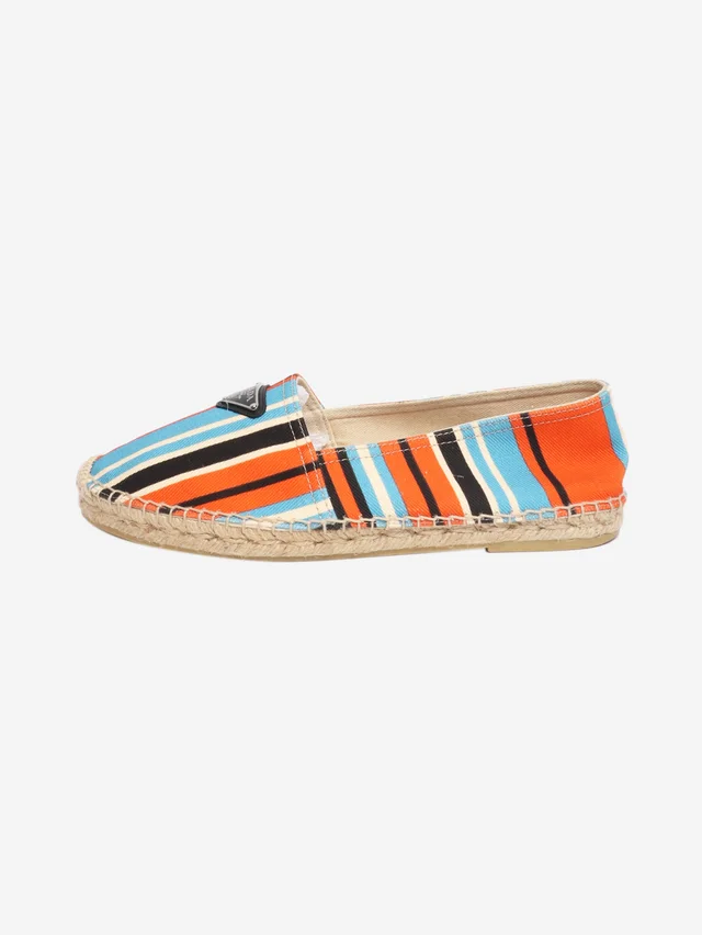 Prada Multicolour canvas striped espadrilles - size UK 8 in Canvas from Sign of the Times