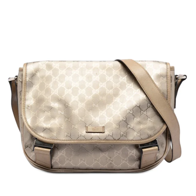 Gold Gucci GG Imprime Crossbody in Gold Coated canvas from Designer Revival