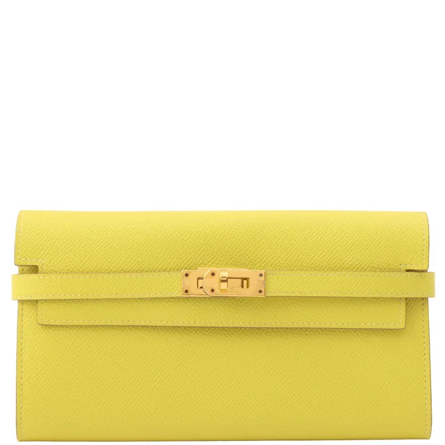 Hermès 2019 Kelly Wallet Lime in Epsom leather from VINTAGE QOO TOKYO
