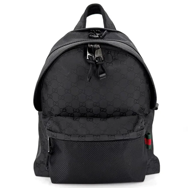 Gucci Backpack GG Web Stripe Nylon Black in Black Nylon from The Reluxe