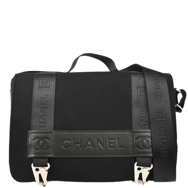 Chanel 2005-2006 Black Felt Nylon Sport Line 2way Shoulder Handbag in Black Nylon from AMORE Vintage Tokyo