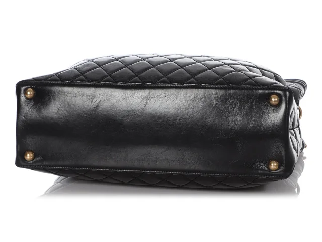 Chanel Large Black Quilted Glazed Calfskin Boy Shopping Tote in Black Calfskin from Ann's Fabulous Finds, photo 6 of 9