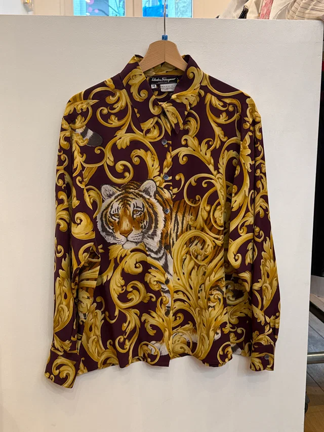 Ferragamo Tiger Silk Shirt in Silk from Luxury Promise