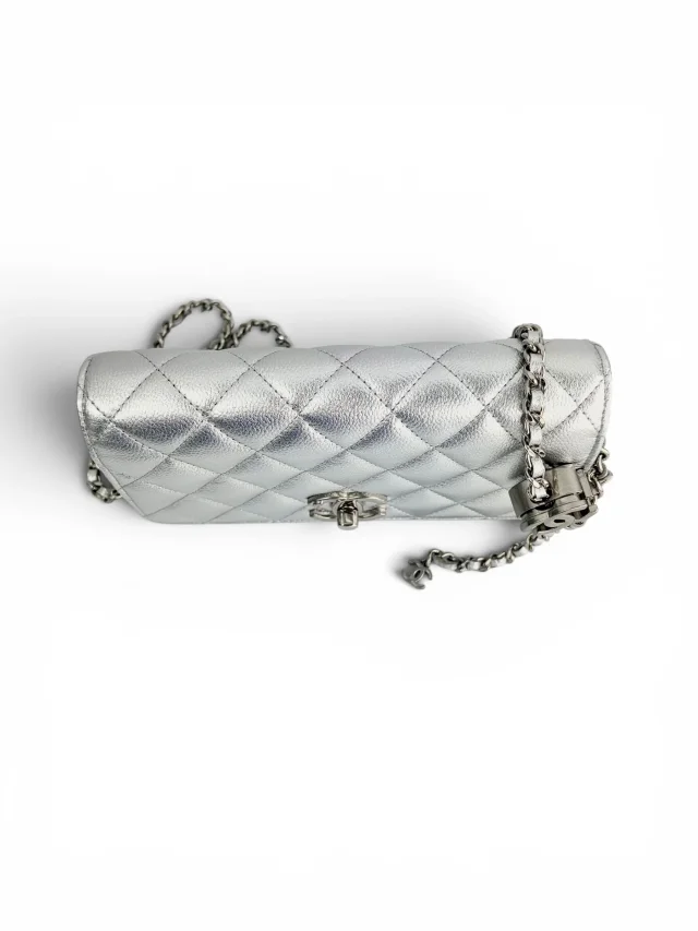 Chanel WOC w/ Adjustable Strap in Silver Leather from Season 2 Consign, photo 1 of 1