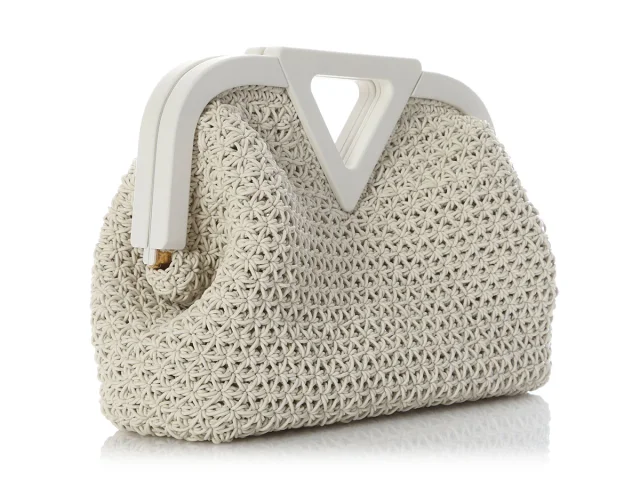 Bottega Veneta White Rubber Crochet The Point Bag in White Woven leather from Ann's Fabulous Finds, photo 5 of 9