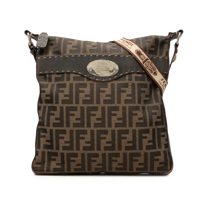 Brown Fendi Zucca Canvas Selleria Crossbody in Brown Canvas from Designer Revival