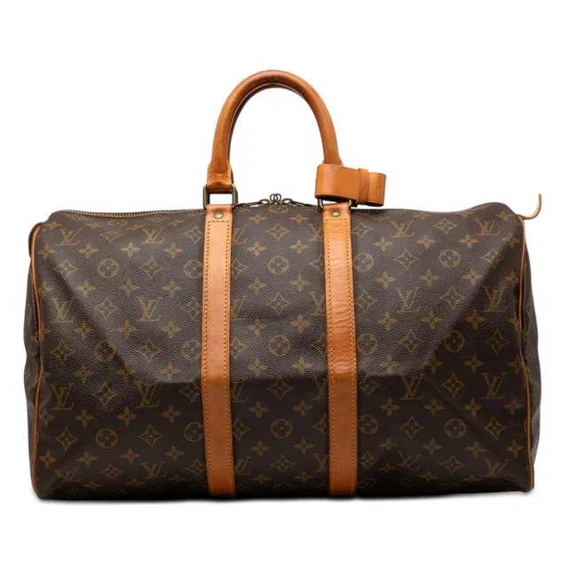 Brown Louis Vuitton Monogram Keepall 45 Travel Bag in Brown Coated canvas from Designer Revival