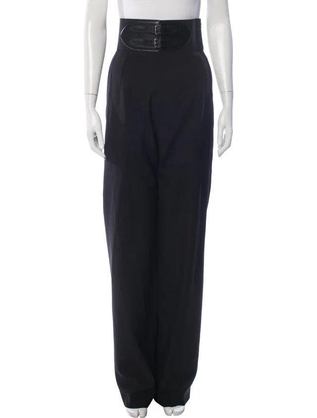 Alaïa Virgin Wool Wide Leg Pants w/ Tags in blue Wool from The RealReal