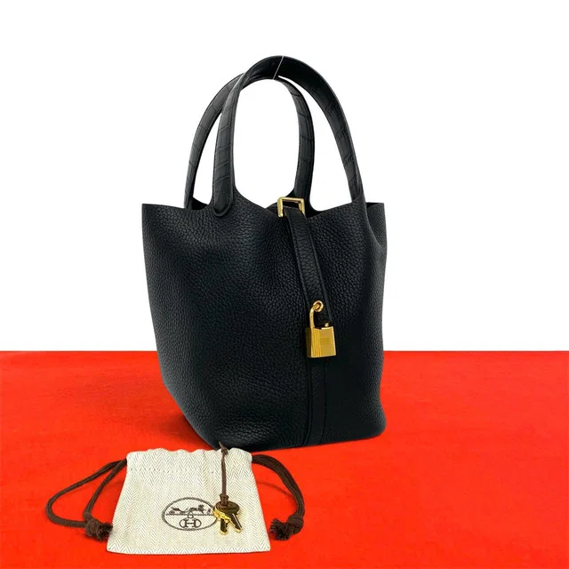 Hermès Picotin Lock Touch PM Taurillon Clemence Leather Tote Bag Black in Black Clemence leather from The Reluxe
