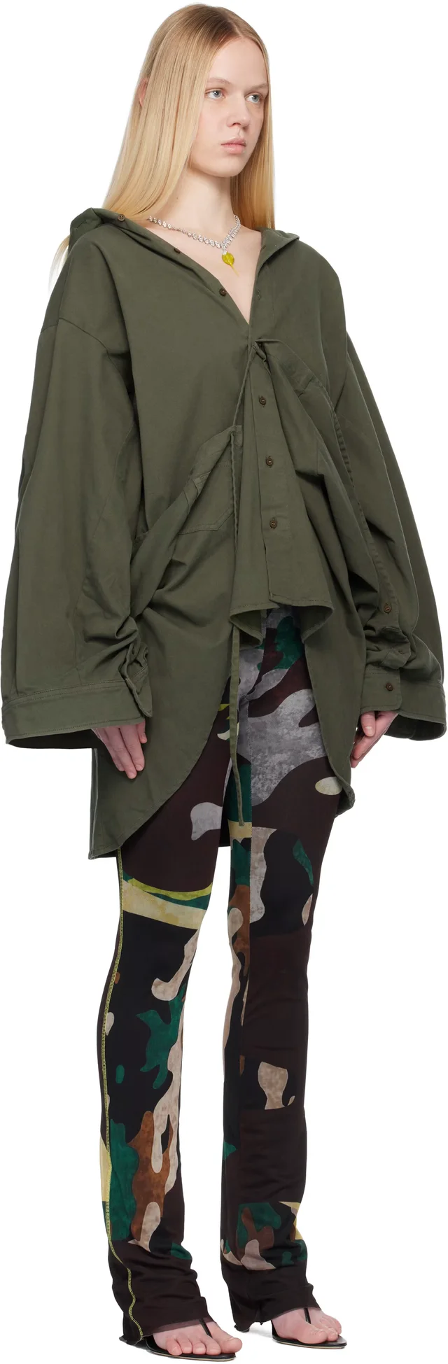 Ottolinger Khaki Liberated Double Overshirt, photo 2 of 4 from SSENSE