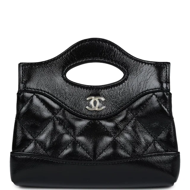 Chanel Micro 31 Shopper Black Shiny Lambskin Light Gold Hardware in Black Lambskin from Madison Avenue Couture