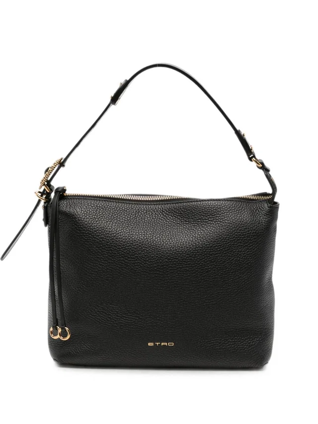 Etro Grainy Leather Shoulder Bag — Black in Black Leather from HEWI