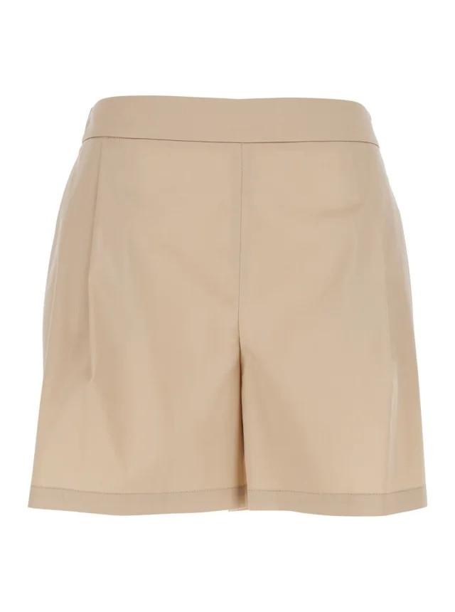 Beige Shorts with Semi-Elasticated Waist and Side Closure in Cotton Blend Women in Beige, image 1 of 1 from Gaudenzi Boutique