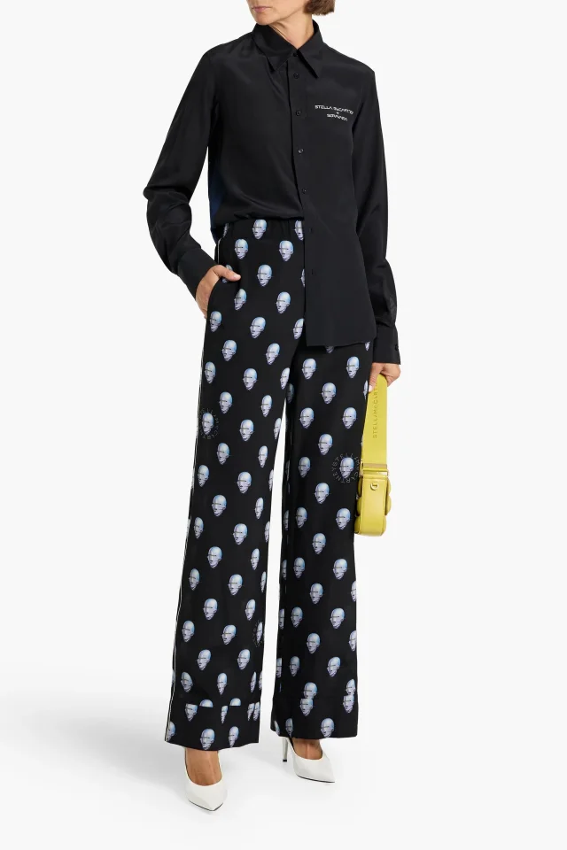 Stella McCartney Sorayama Printed Silk Crepe de Chine Shirt in Black, photo 2 of 4 from THE OUTNET