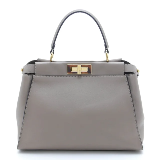 Fendi Regular Peekaboo Greige Leather Handbag in Taupe Leather from The Reluxe