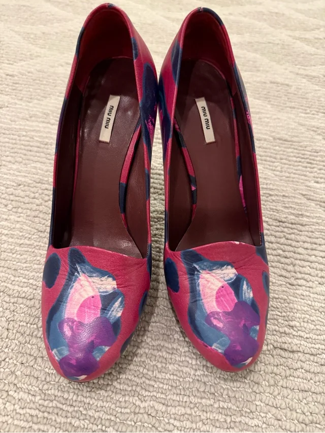Miu Miu Pink Floral Print Women’s Pumps in pink|blue from Poshmark