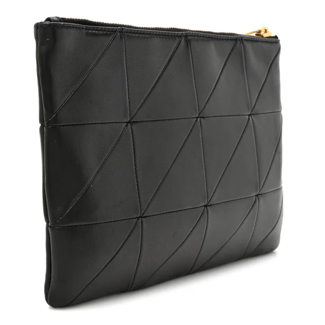 Saint Laurent Patchwork Monogram Jamie Pouch Black in Black Lambskin from FASHIONPHILE, photo 3 of 7