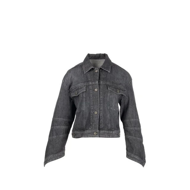 Loewe Size 40 Twisted Denim Jacket Cotton Black in Black Denim from EMIER