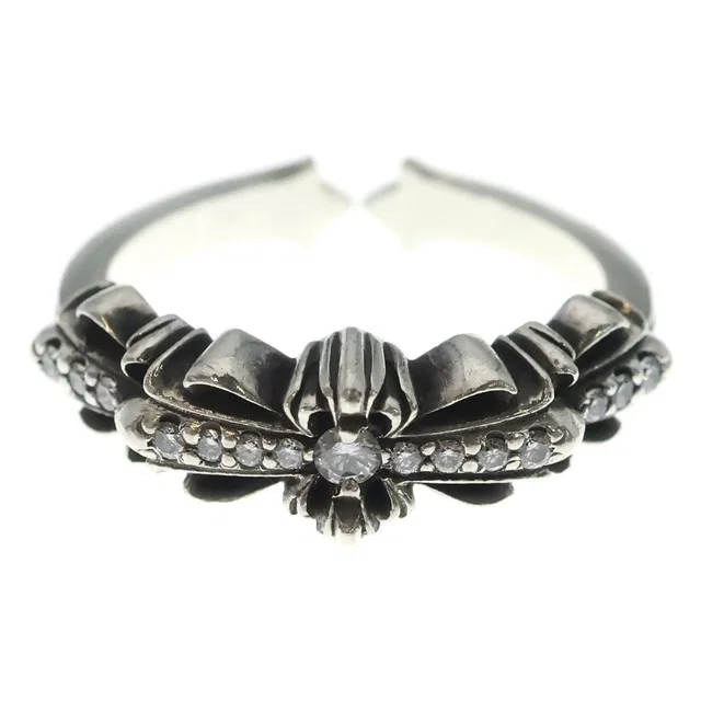 Chrome Hearts Baby P D Classic Double Floral Cross Pave Diamond Ring Silver in Silver from The Reluxe