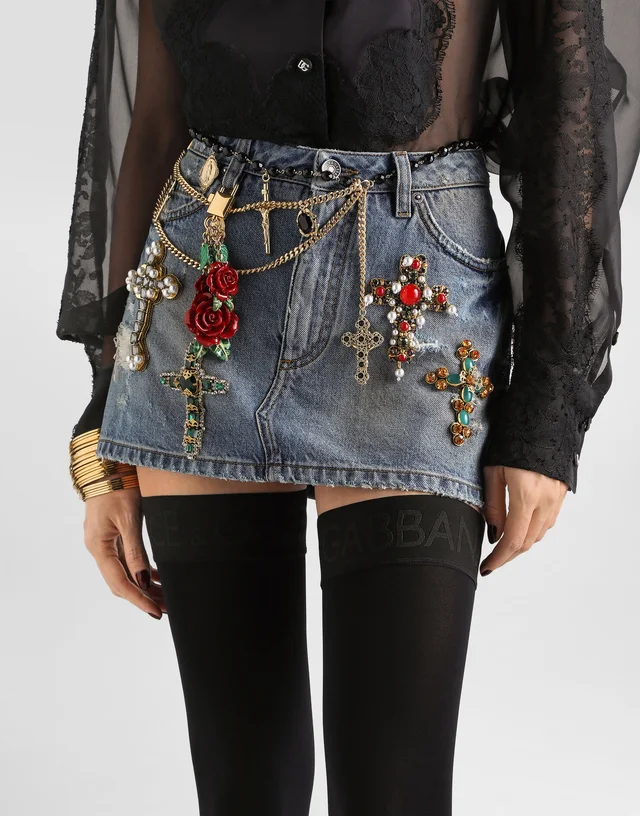 Dolce & Gabbana Denim miniskirt with embroidery, photo 2 of 5 from SENSER