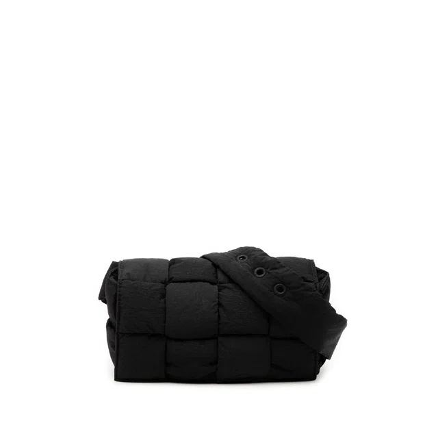 Black Bottega Veneta Mini Nylon Intrecciato Padded Tech Cassette Belt Bag in Black Woven leather from Designer Revival
