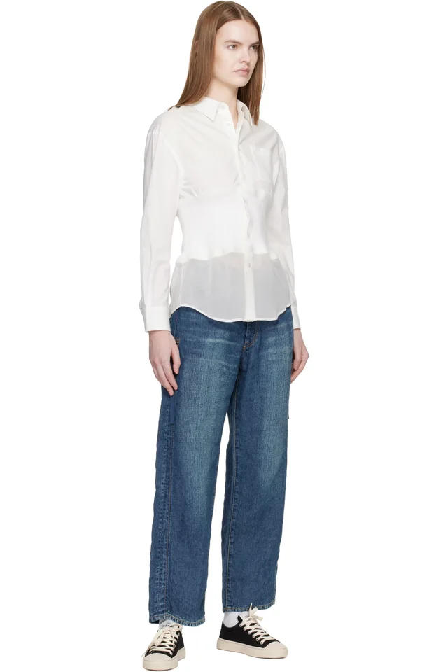 UNDERCOVER White Knit Paneled Shirt, photo 4 of 4 from SSENSE
