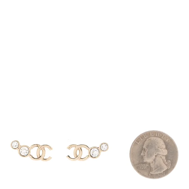 Chanel Metal Crystal CC Climber Earrings Gold in Gold from FASHIONPHILE, photo 2 of 5