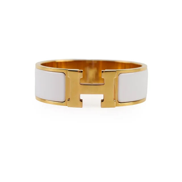 Hermès Clic H Bracelet Blanc 20mm GM in White from The Purse Affair