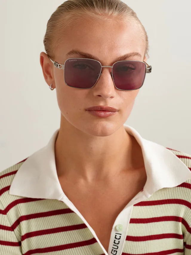 GUCCI EYEWEAR Square-frame silver-tone sunglasses in Metallic, photo 2 of 2 from NET-A-PORTER (Canada)