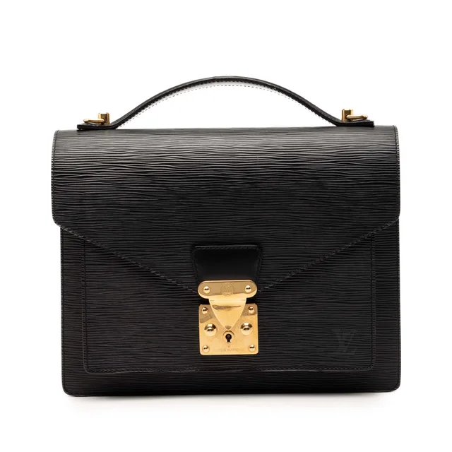 Black Louis Vuitton Epi Monceau 28 Satchel in Black Leather from Designer Revival