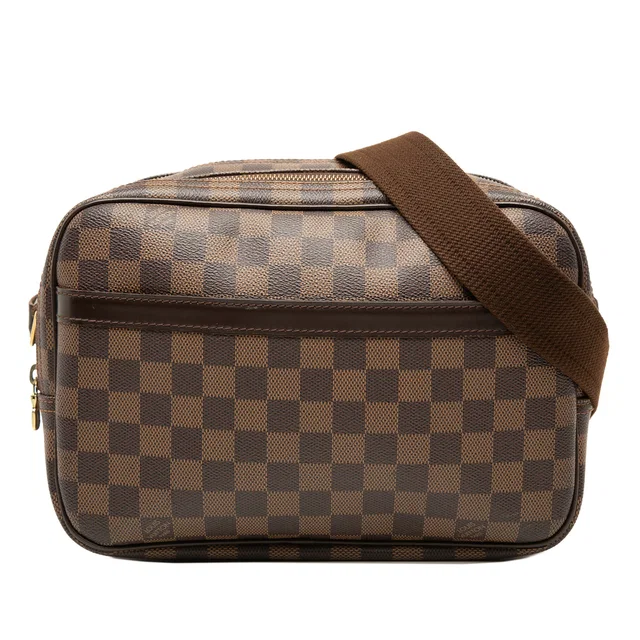 Brown Louis Vuitton Damier Ebene Reporter PM Crossbody Bag in Brown Canvas from Designer Revival