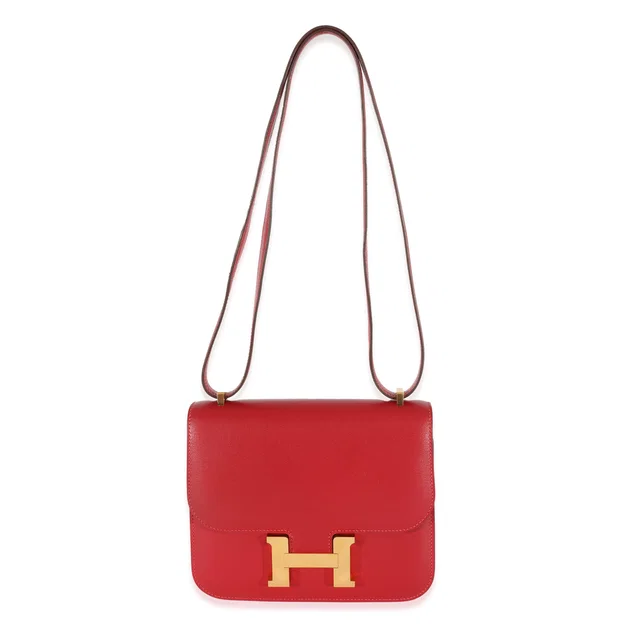 Hermès Rouge Casaque Swift Constance 18 Ghw Red Leather Handbag in Red Swift leather from HEWI