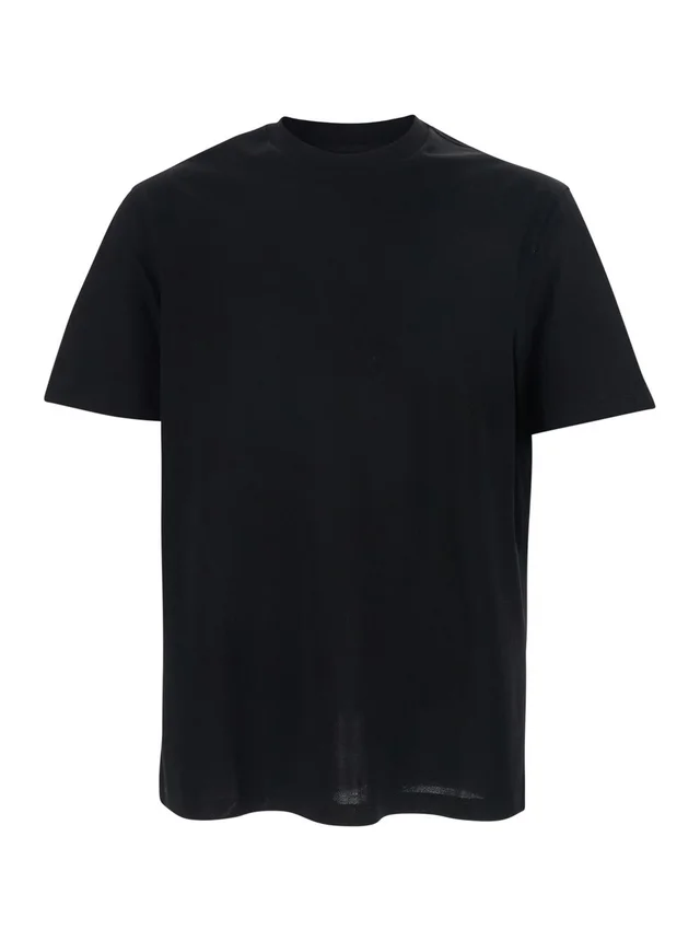 Emporio armani Black Crew neck T-shirt with tone-on-tone logo on the front in cotton for men in Black 100% Cotton, photo 2 of 6 from Gaudenzi Boutique