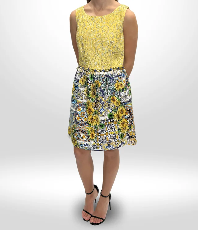Dolce & Gabbana Crystal Mini Dress (Size 44) in Yellow from Revivre Luxury Consignment