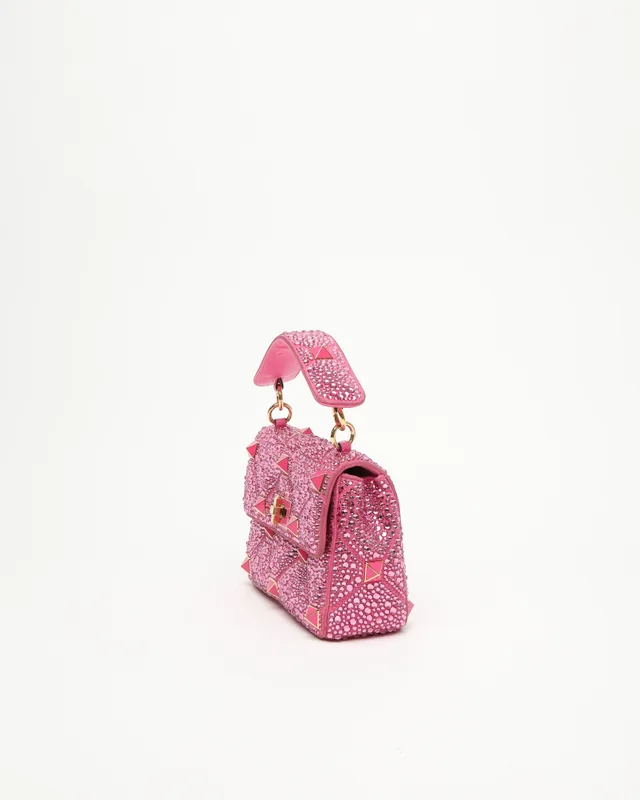 Valentino Garavani Medium Crystal Embellished Roman Stud Bag in Suede from A Retro Tale, photo 2 of 10