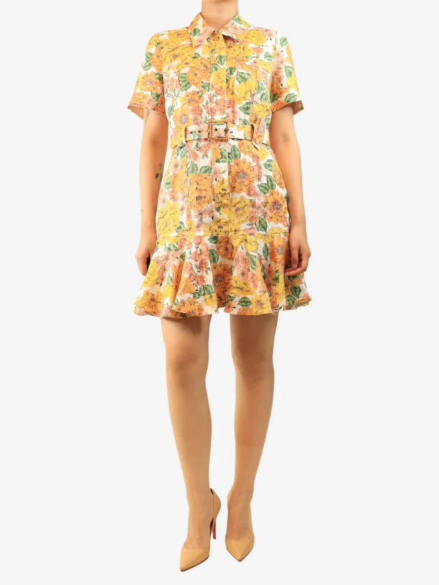 Zimmermann Beige floral swing dress - size UK 10 in Beige Silk from Sign of the Times