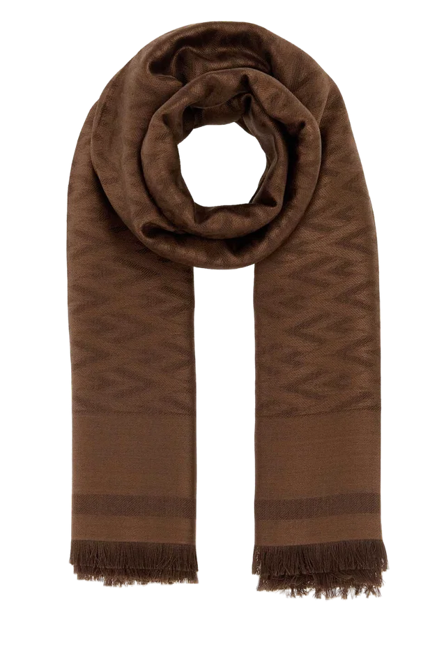 Valentino Garavani Toute Scarf — Brown Exterior: Silk Wool Scarfs in Brown Silk from HEWI