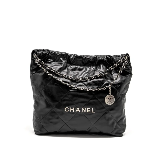 Chanel Medium 22 Shiny Calfskin Black SHW (Microchip) in Black Calfskin from EMIER