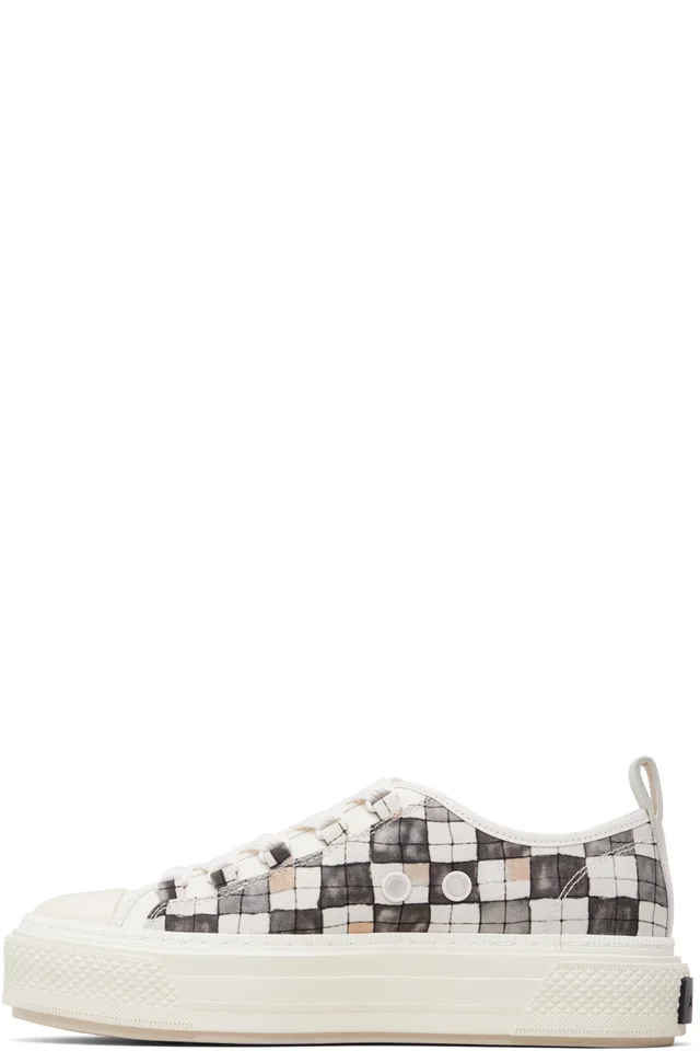 AMIRI White & Gray Checkered Court Low Sneakers, photo 3 of 5 from SSENSE