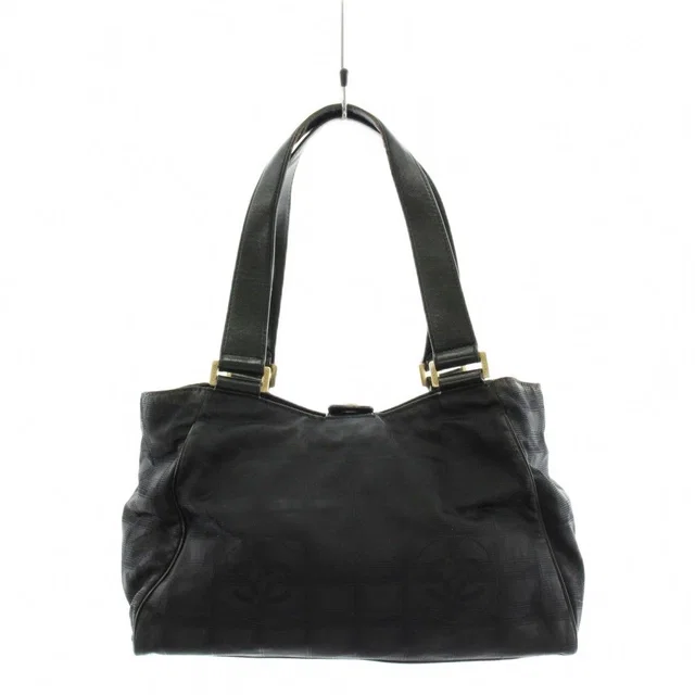 Chanel New Travel Line CC Logo Handbag Nylon Leather Black in Black Nylon from The Reluxe